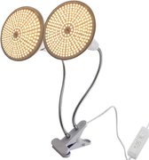 SVH Company Tweekoppige 290 LED Kweeklamp - Full Spectrum – Groeilamp en Bloeilamp – Twee Lampen 290 LEDs Per Lamp – Met Aparte Schakelaars – Met Flexibele Lamphouders en Klem