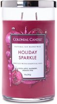 Colonial Candle – Classic Cylinder Holiday Sparkle - 538 gram | geurkaars voor winter en kerst | framboos, groene appel en siberische dennen | gluhwein | kruidig en zoet |