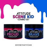 Attitude Hair Dye Semi permanente haarverf SCENE KID Duo Combi set 2 potjes haarverf Blauw/Roze