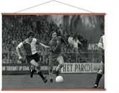 Poster In Posterhanger - Johan Cruijff & Willem van Hanegem - 50x70 cm - Kader Hout - Ophangsysteem - Ajax & Feyenoord - Voetbal