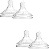 Dr Brown's spenenset - option+ - fase 3 en 4 - set van 4 spenen - 2x fase 3 en 2x fase 4 - brede hals