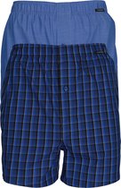 SCHIESSER Cotton Essentials boxershorts wijd (2-pack) - klassiek katoen - blauw en geruit - Maat: XL