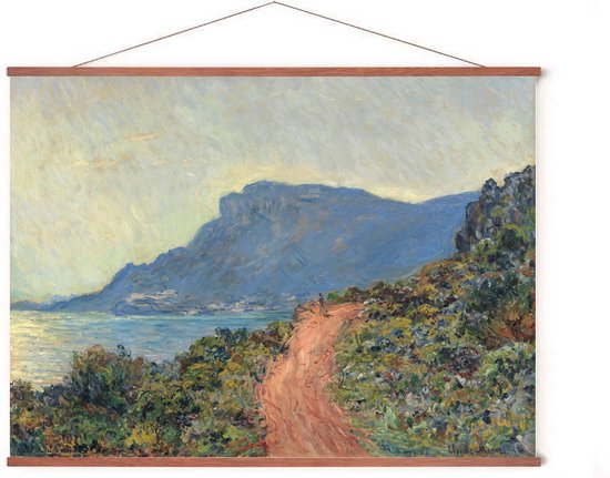 Poster In Posterhanger - La Corniche bij Monaco - 50x70 cm - Monet - Kader Hout - Ophangsysteem - Kunst