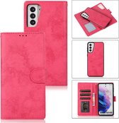Bookcase Samsung Galaxy S21 | Hoogwaardig Pu Leren Telefoonhoesje | Lederen Wallet Case | Roze