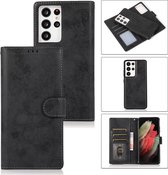 Bookcase Samsung Galaxy S21 Ultra | Hoogwaardig Pu Leren Telefoonhoesje | Lederen Wallet Case | Zwart