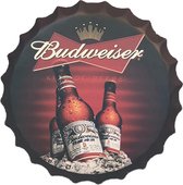 Mancave Wandbord - Bierdop Budweiser - Metaal - 35 cm