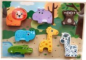 Houten puzzel - Dieren - dierentuin dieren - Vormenpuzzel - 10m+