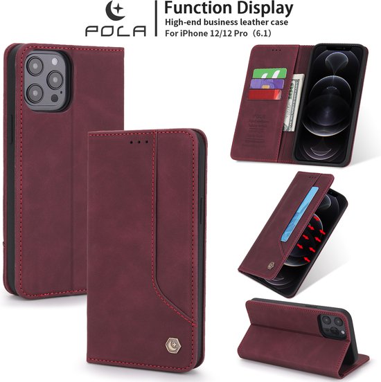 Apple de iPhone Apple iPhone 12 | iPhone 12 Pro | Bookcase en cuir de haute qualité | Porte-monnaie | Rouge