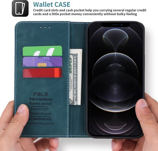 Apple de iPhone Apple iPhone 12 | iPhone 12 Pro | Bookcase en cuir de haute qualité | Porte-monnaie | Bleu