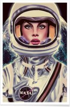 JUNIQE - Poster Le Cosmonaute -40x60 /Blauw & Wit