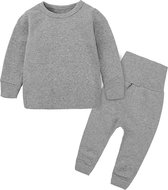 Pyama Set Kind - Nachtkleding Meisjes Jongens - Maat 110- Grijs