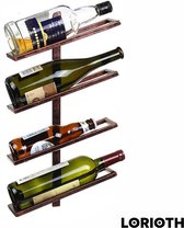 LORIOTH® Wijnrek Muur - Wijnfles Rack - Wijnflesrek Muur - Wijn Organizer - Flessenrek voor 4 Flessen - Brons