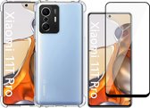 Hoesje geschikt voor Xiaomi Mi 11T Pro - Transparant Backcover Shockproof Case + Glas Full Screen Screenprotector