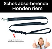 Hondenriem - reflecterend - schokabsorberend - zwart - soft grip handgreep - uitlaat riem - voorkomt pijnlijke handen, armen en schouders