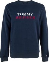 Tommy Hilfiger track logo O-hals sweater blauw - L