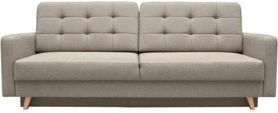 InspireMe 3-zitsbank van  voor woonkamer, slaapbank, sofa met slaapfunctie en opbergruimte, moderne bank, 3-zits - 229x97x95 cm, 200x140cm - CARLA (Cappucino)