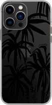 Paradise Amsterdam 'Midnight Palms' Clear Case - iPhone 13 Pro Max doorzichtig telefoonhoesje met palm, silhouette, minimalistische tropische print