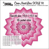 Crea-Nest-Lies XXL Stansen - Nr.91 - 16 puntige Ster - Glad - 13.5x13.5 - 13 stuks
