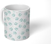 Mok - Bladeren - Patroon - Blauw - 350 ML - Beker