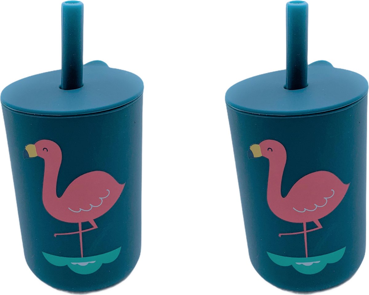 Goedkoopste Lonnie Bekertjes - Flamingo - Beker - Rietjes
