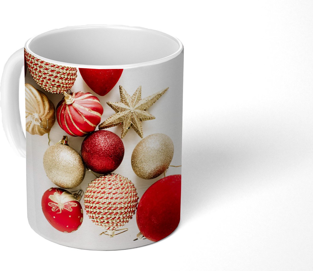 Mok - Koffiemok - Winter - Kerstballen - Rood - Mokken - 350 ML - Beker - Koffiemokken - Theemok