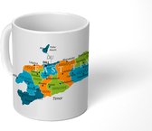 Mok - Een tekening met een kleurrijke kaart van Oost-Timor - 350 ML - Beker