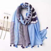 Emilie Scarves - sjaal - viscose - franjes - Bretonse streep blauw