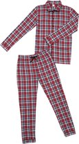 La-V Flanel pyjama set voor jongen met geruit patroon Blauw -  170-176