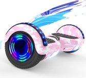 Microgo 6.5 inch Hoverboard met Flits Wielen | Bluetooth Speaker | Met Afstandsbediening | Inclusief Transporttas | Camouflage Roze