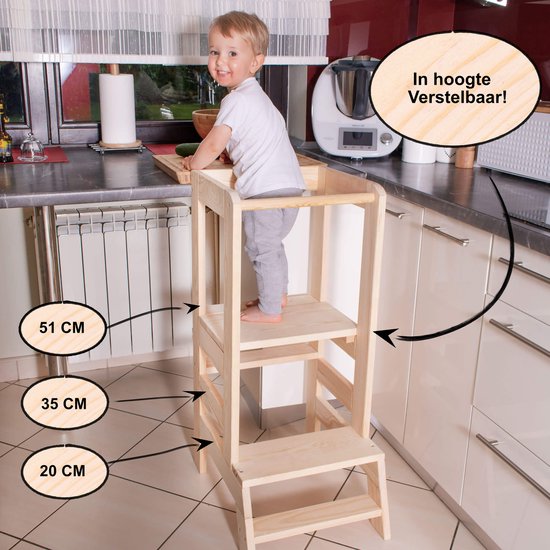 Kitchen Helper for Kids, Wooden Montessori Learning Tower White Kitchen Helper Stand
