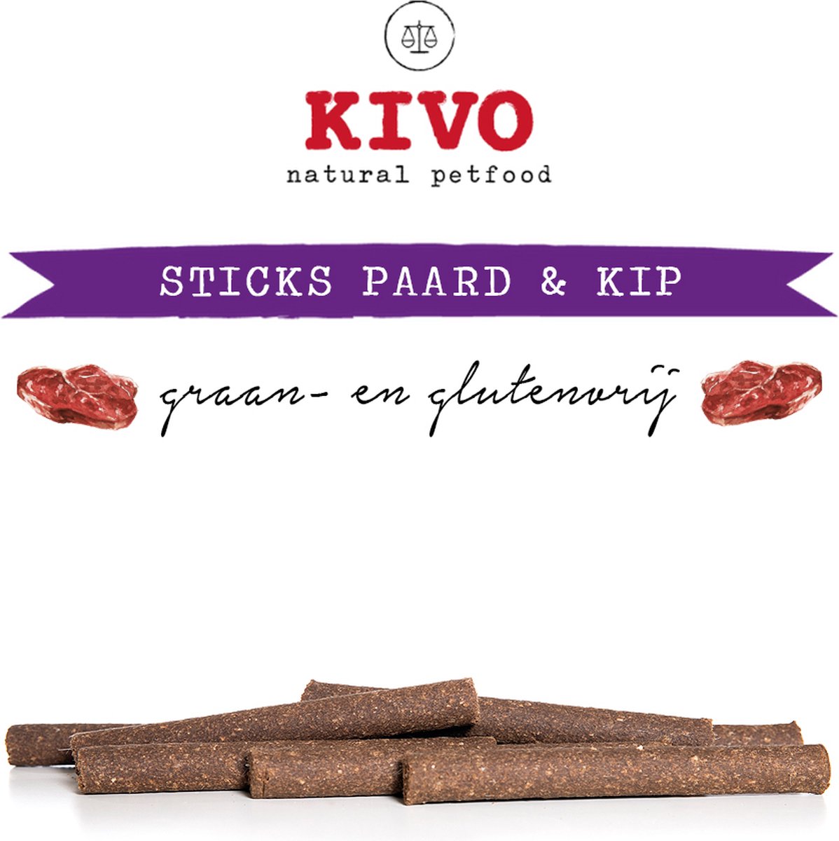 Kivo Petfood Hondensnack Sticks Paard & Kip 2 zakken x 6 stuks - Graanvrij en Glutenvrij