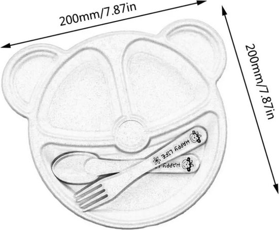 Babyloe - baby - beervorm - Roze - BPA vrij - bord 3-delig - baby servies van Babyloe — afbeelding 5