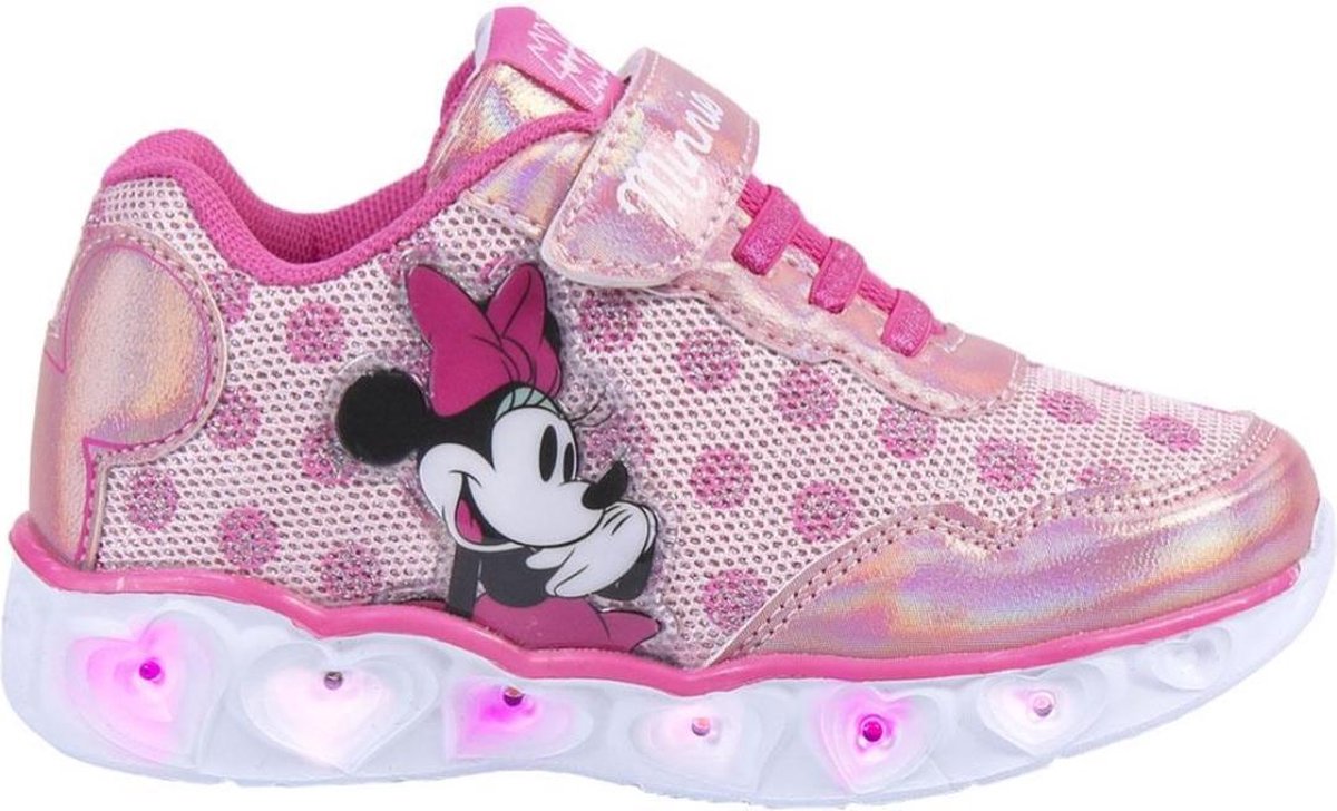 Disney - Minnie Mouse - Sneakers licht roze met lichtjes - maat 28 - met haarband