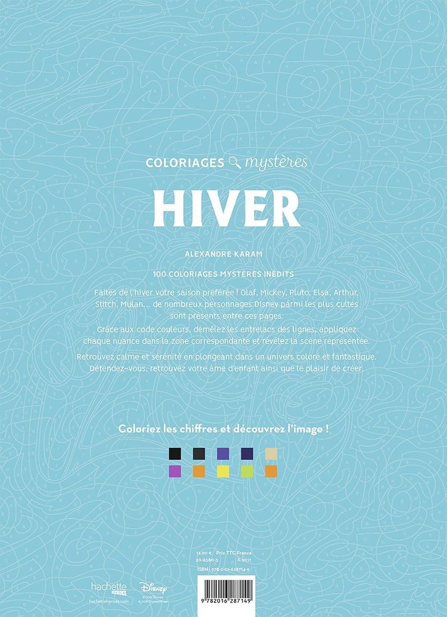 Coloriages Mystères Disney Hiver - hachette heroes - Kleuren op nummer Kleurboek voor volwassenen — afbeelding 2