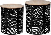 Set van 2 salontafels - Leaf design - Zwart