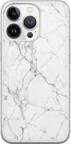 iPhone 13 Pro hoesje siliconen - Marmer grijs - Soft Case Telefoonhoesje - Marmer - Transparant, Grijs