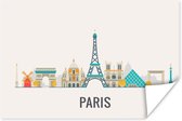 Illustration de la skyline de 'Paris' sur fond marron clair 90x60 cm