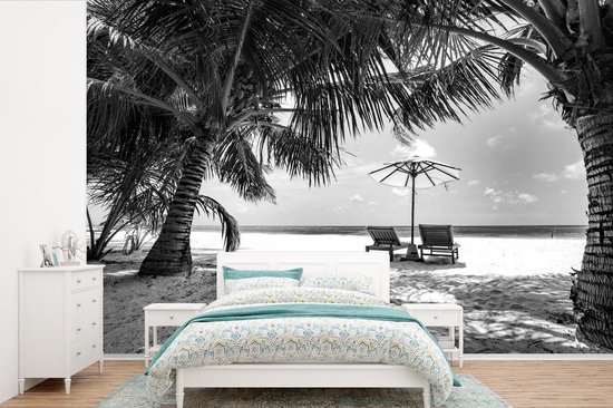 Papier peint - Papier peint photo Palmiers sur une plage tropicale ...