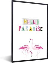 Fotolijst incl. Poster - Flamingo - Paradise - Zomer - 40x60 cm - Posterlijst