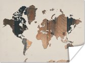 Wanddecoratie - Wereldkaart - Hout - Plank - 120x90 cm - Poster
