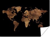 Cartes du monde du Wereldkaart - Marron - Zwart - 80x60 cm