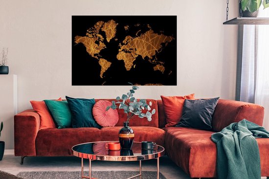 Décoration murale - Carte du Wereldkaart - Abstrait - Marron - 120x90 cm - Affiche
