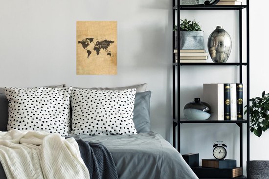 Affiche - Wereldkaart - Vintage - Citation - 30x40 cm