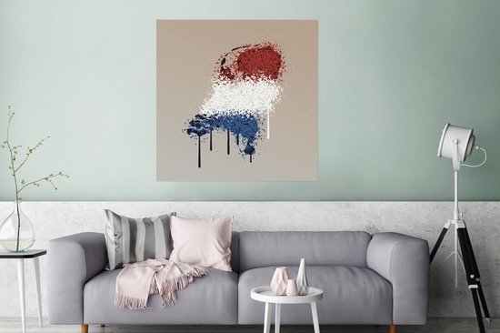 Affiche Carte du pays - Pays- Nederland - Drapeau - 75x75 cm