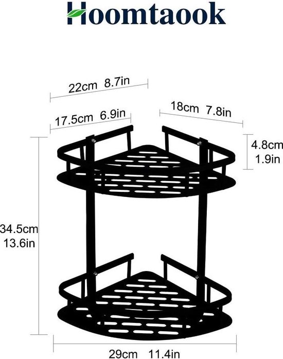 Hoomtaook Etagere Douche Sans Percage Salle de Bain Métal d'Angle