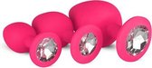 Siliconen Buttplug Met Diamant - Roze