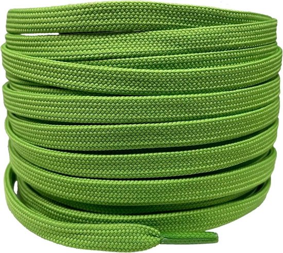 Platte schoenveters 8mm polyester Grasgroen 120cm