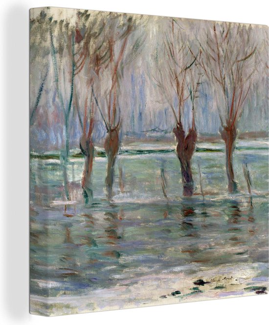 Canvas Schilderij Watervloed - Claude Monet - 50x50 cm - Wanddecoratie