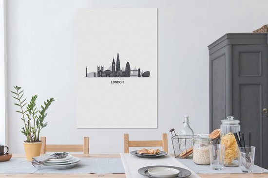Illustration skyline 'Londres' sur fond blanc 80x120 cm - Tirage photo sur toile (Décoration murale salon / chambre)