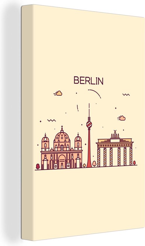Canvas Schilderij Berlijn - Duitsland - Skyline - 20x30 cm - Wanddecoratie